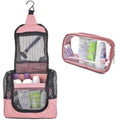 The Fine Living Co. USA Portable Hanging Shower Caddy Organizer with 1 Free Toiletries Case Quick Dry Mesh Shower Caddy Tote Bag Included 1 Metal Hook Perfect for Dorm Camp Travel Gym Pink