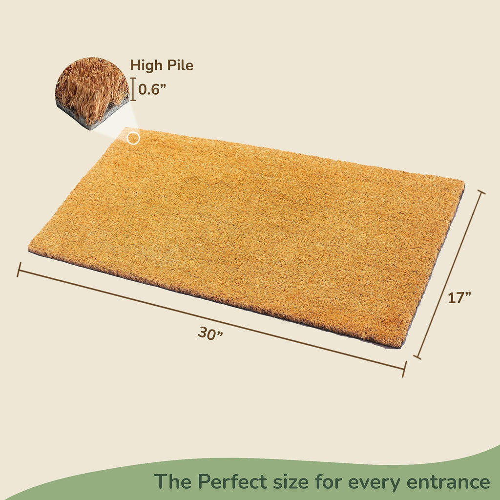 Pack of 2 Welcome Natural Coir Doormats Non Slip PVC Backing Indoor Outdoor Use for Home Office Patio & Entryway Decor Beige 30 x17