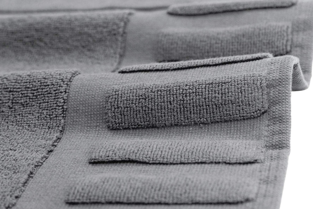 White Classic Luxury Bath Mat Floor Towel Set  Absorbent Cotton Hotel Spa Shower/Bathtub Mats [Not a Bathroom Rug] 22x34  2 Pack  Gray/White