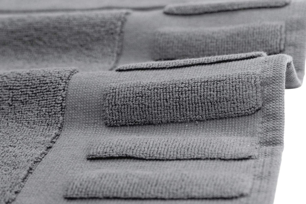 White Classic Luxury Bath Mat Floor Towel Set  Absorbent Cotton Hotel Spa Shower/Bathtub Mats [Not a Bathroom Rug] 22x34  2 Pack  Gray/White