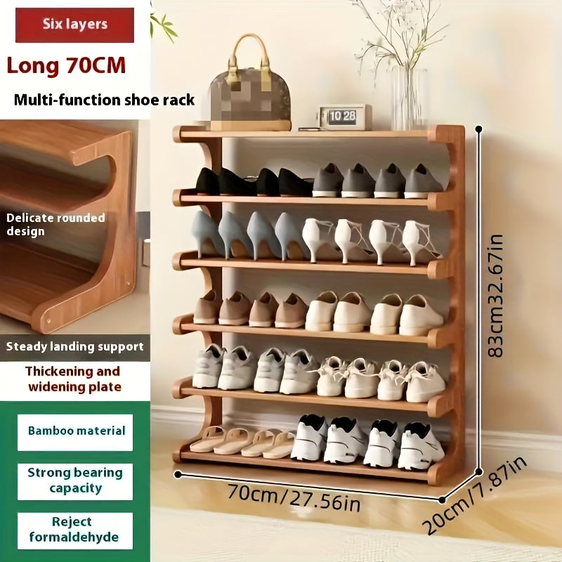 6-Layer Foldable Bamboo Shoe Rack