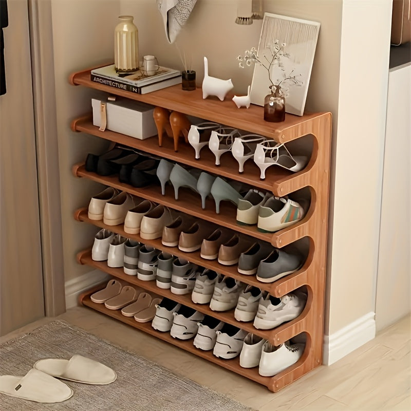 6-Layer Foldable Bamboo Shoe Rack
