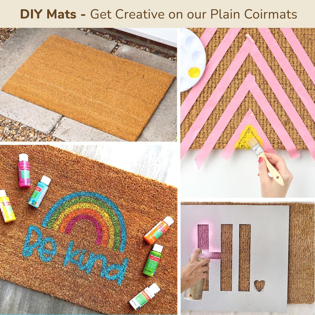 Pack of 2 Welcome Natural Coir Doormats Non Slip PVC Backing Indoor Outdoor Use for Home Office Patio & Entryway Decor Beige 30 x17