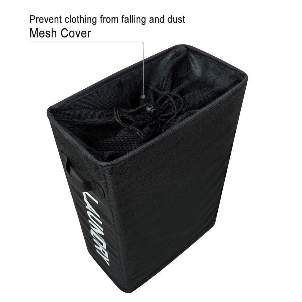 Slim Rolling Laundry Hamper   Roll Hamper On Wheels   Standable Corner Bin   52L Handy Storage Basket   Slim Laundry Basket   Waterproof Dirty Clothes Hamper   15×8×22  (22 Inches Black)