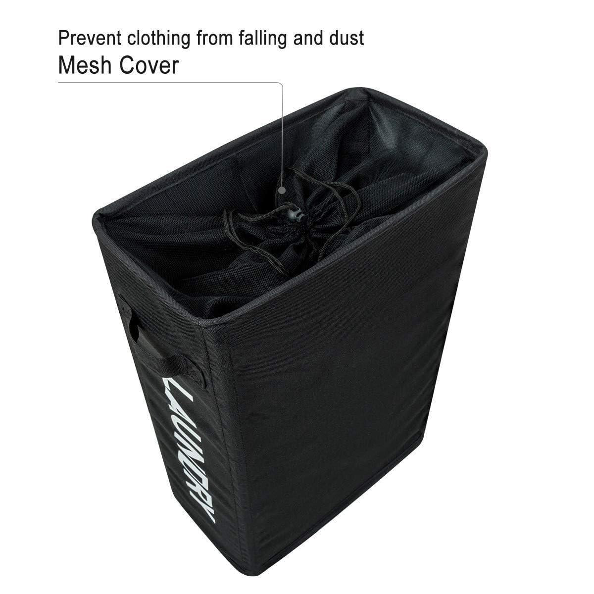Slim Rolling Laundry Hamper   Roll Hamper On Wheels   Standable Corner Bin   52L Handy Storage Basket   Slim Laundry Basket   Waterproof Dirty Clothes Hamper   15×8×22  (22 Inches Black)
