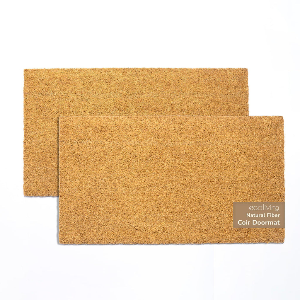 Pack of 2 Welcome Natural Coir Doormats Non Slip PVC Backing Indoor Outdoor Use for Home Office Patio & Entryway Decor Beige 30 x17