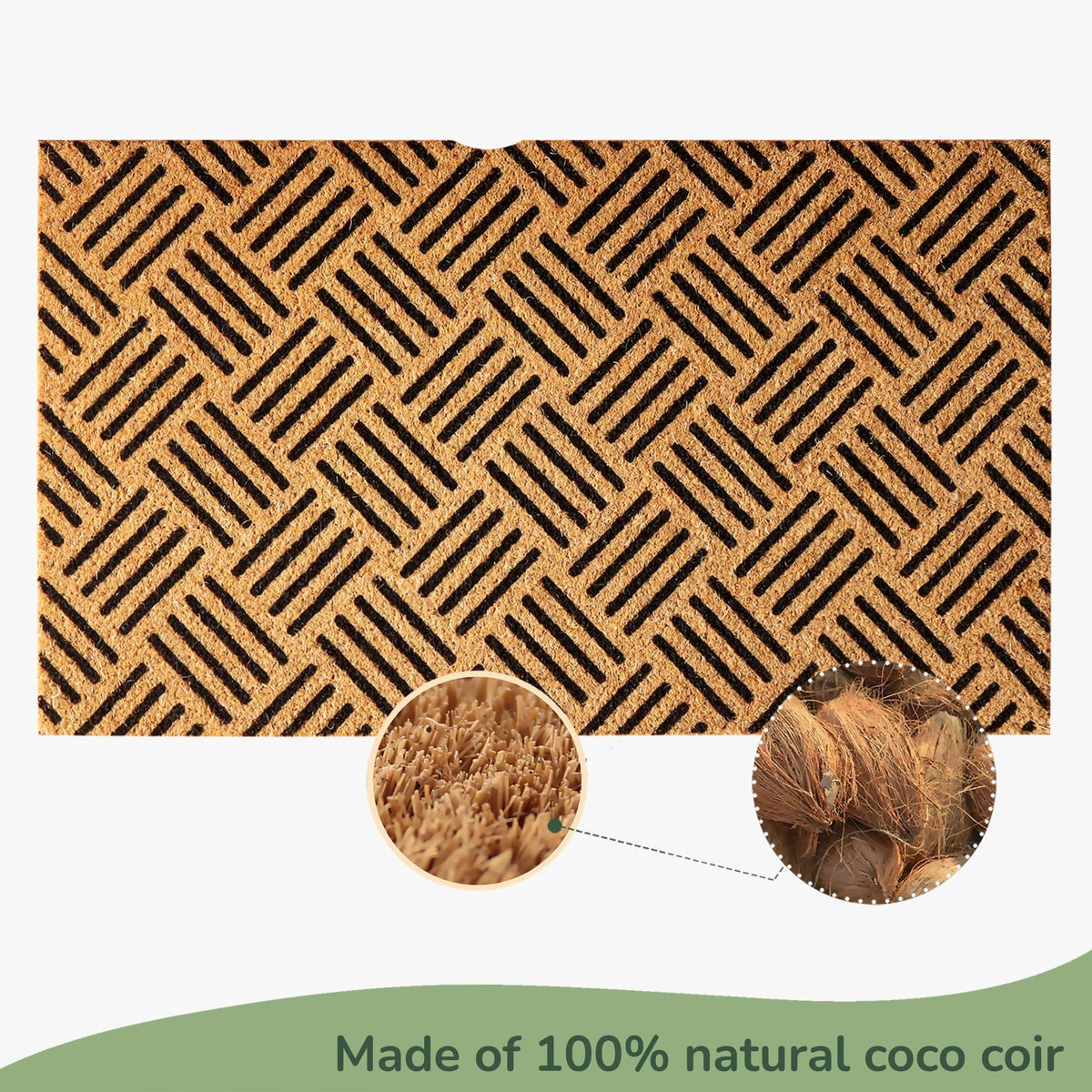 Welcome Doormats Natural Coco Coir Mats with Non Slip PVC Backing Indoor Outdoor Mats for Home & Office Floor Rugs for Door Decor Geometric Porch Rug with Black Diamond Pattern 30 x17