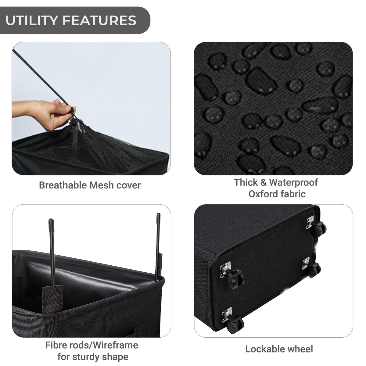Slim Rolling Laundry Hamper   Roll Hamper On Wheels   Standable Corner Bin   52L Handy Storage Basket   Slim Laundry Basket   Waterproof Dirty Clothes Hamper   15×8×22  (22 Inches Black)