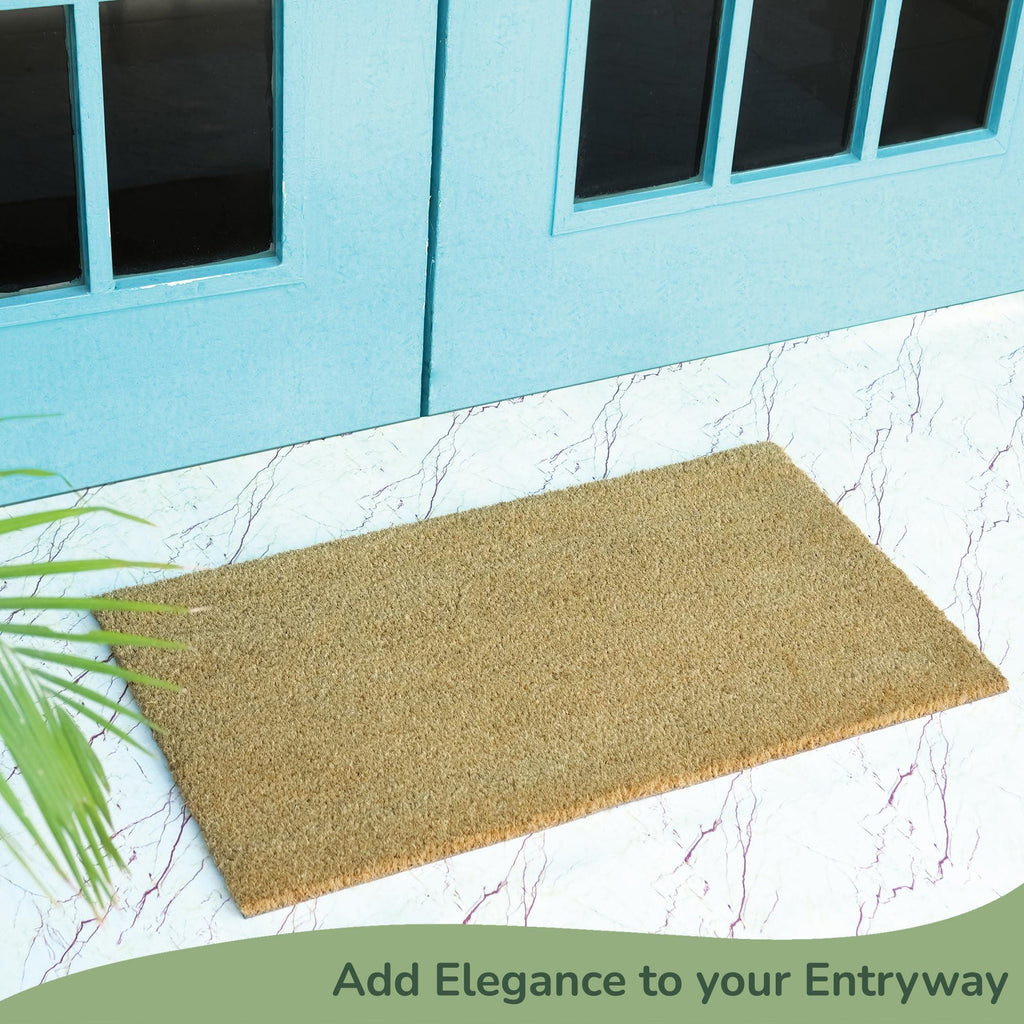 Pack of 2 Welcome Natural Coir Doormats Non Slip PVC Backing Indoor Outdoor Use for Home Office Patio & Entryway Decor Beige 30 x17