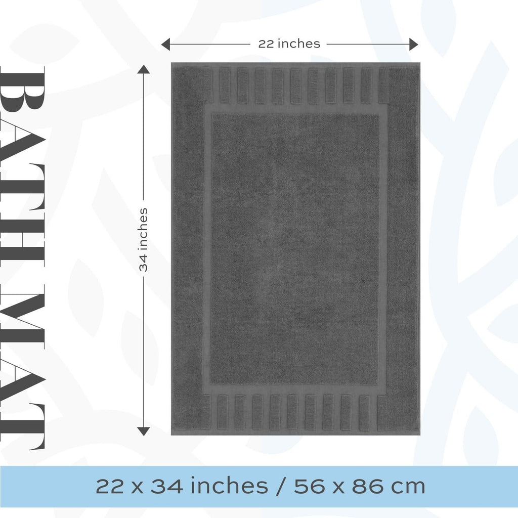 White Classic Luxury Bath Mat Floor Towel Set  Absorbent Cotton Hotel Spa Shower/Bathtub Mats [Not a Bathroom Rug] 22x34  2 Pack  Gray/White