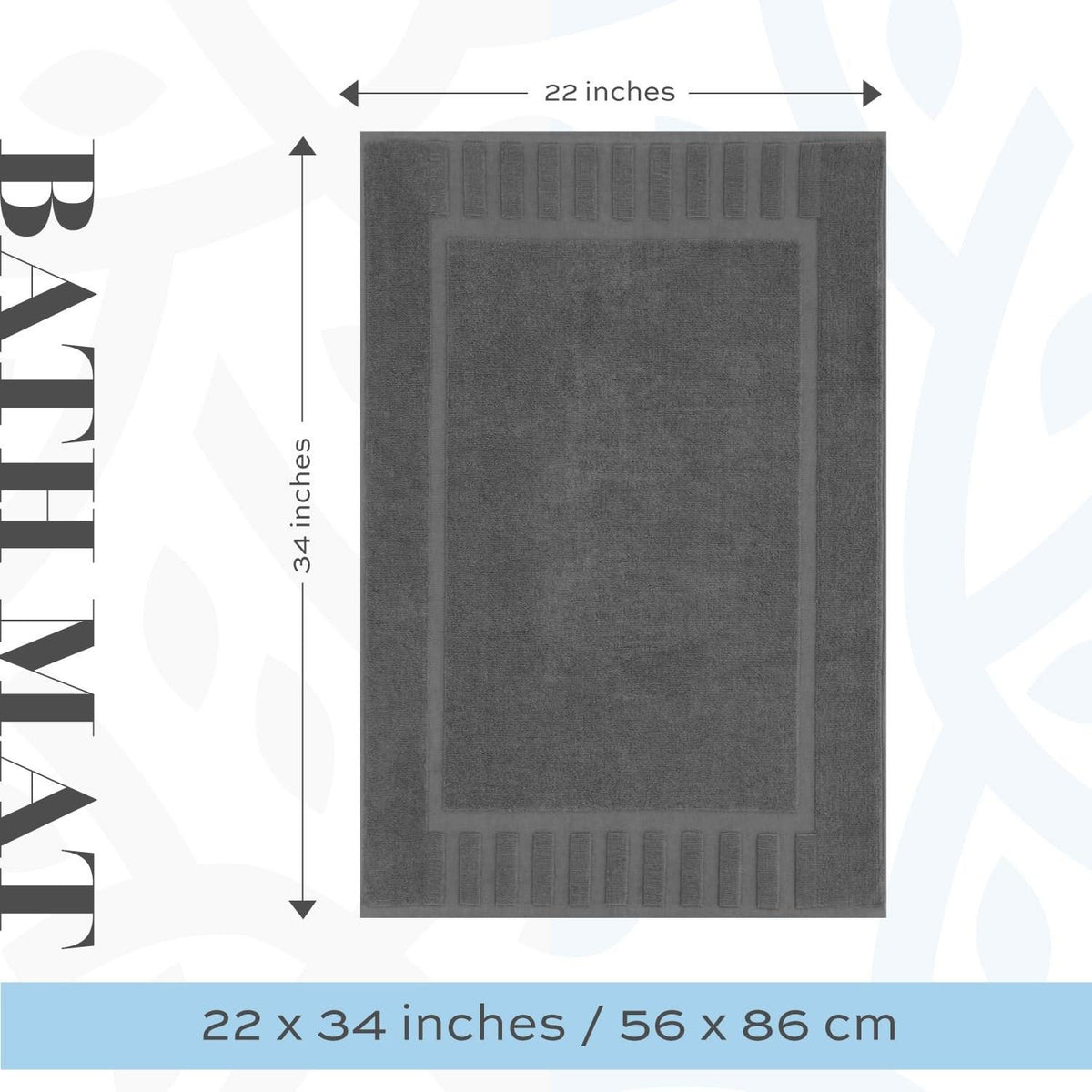 White Classic Luxury Bath Mat Floor Towel Set  Absorbent Cotton Hotel Spa Shower/Bathtub Mats [Not a Bathroom Rug] 22x34  2 Pack  Gray/White