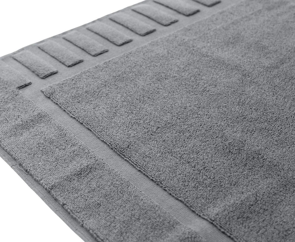 White Classic Luxury Bath Mat Floor Towel Set  Absorbent Cotton Hotel Spa Shower/Bathtub Mats [Not a Bathroom Rug] 22x34  2 Pack  Gray/White