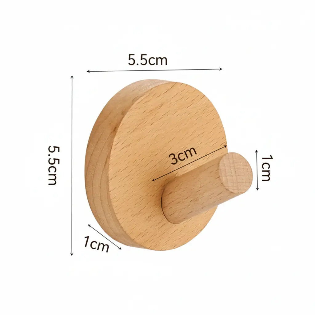 Adhesive Wooden Coat Hooks Wall Hooks 4 Pack, Seamless  Hooks
