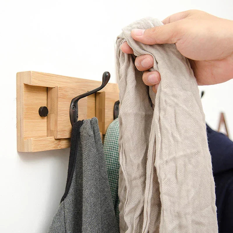 3 Hooks Wooden Wall Mounted Racks Coat Hat Clothes Hanger Door Hangers Bathroom Rack Sundries Storage Hooks Home Storage