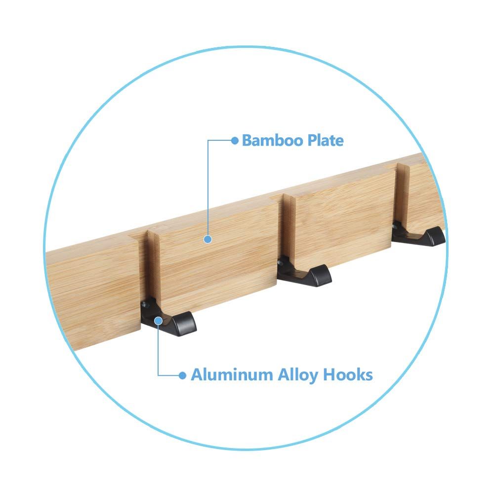 Wooden Coat Hooks Coat Rack Wall Mounted, Modern Coat Rack, Space-Saving Coat Hook with 4 Standard Retractable Hooks Hat Coat
