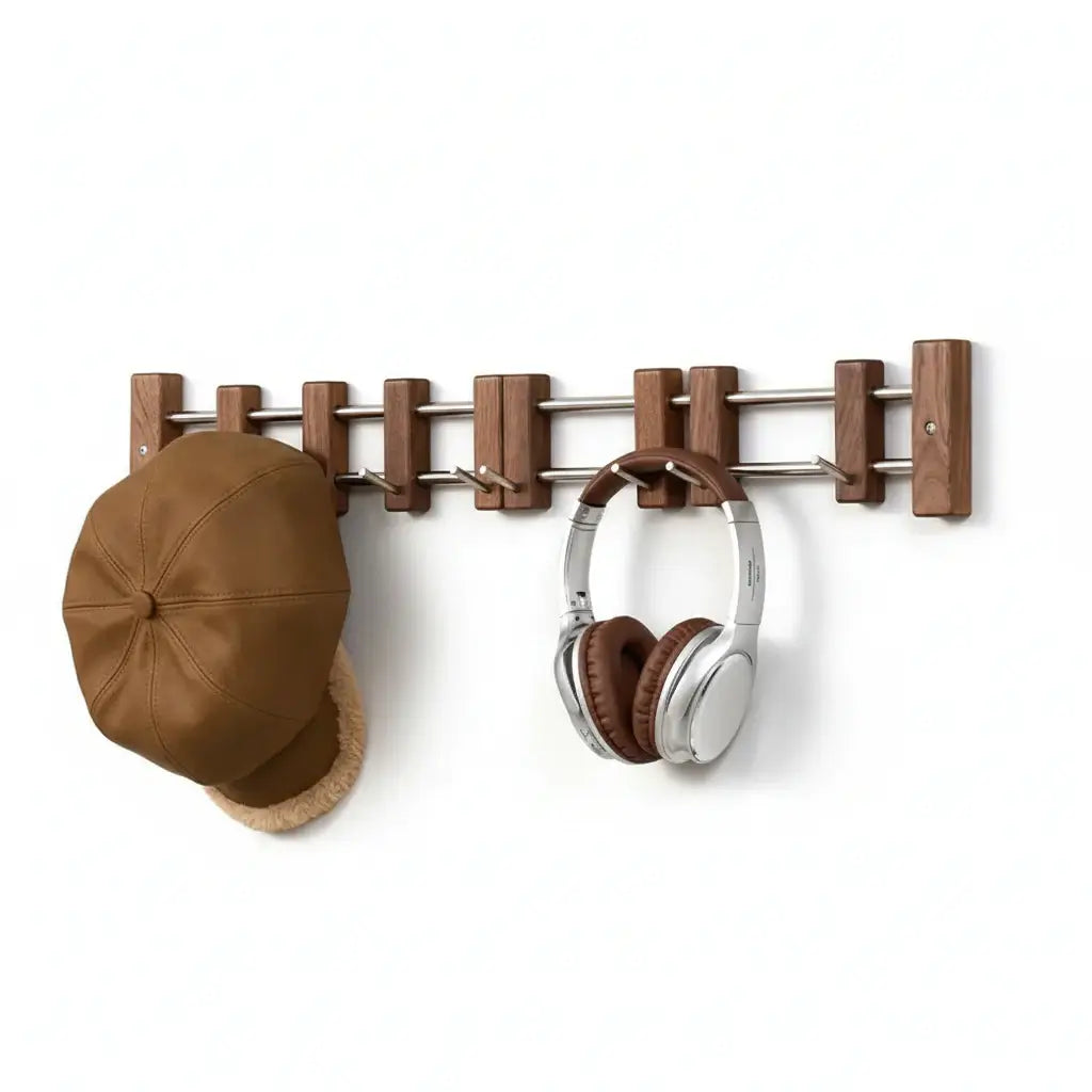 Vintage wooden coat hooks Sliding Wall Hooks Adhesive Coat Organizer