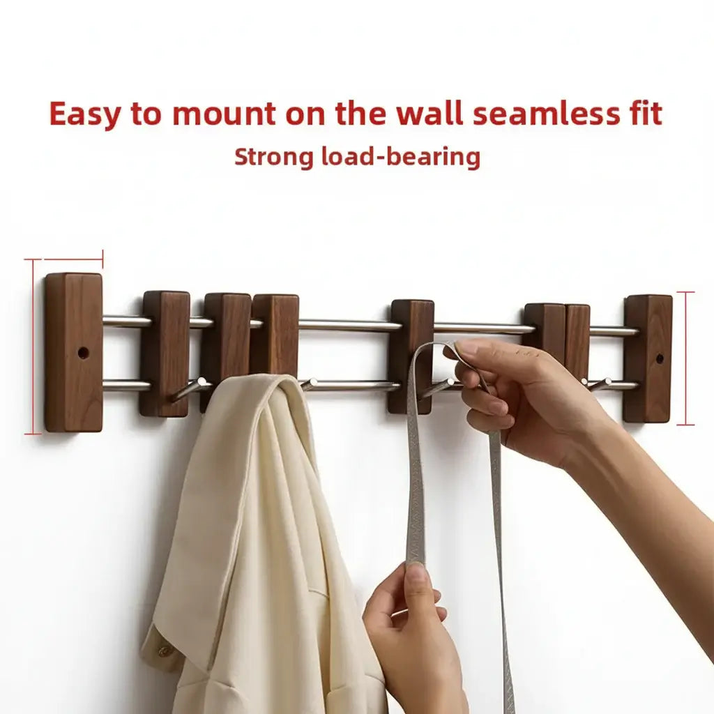 Vintage wooden coat hooks Sliding Wall Hooks Adhesive Coat Organizer