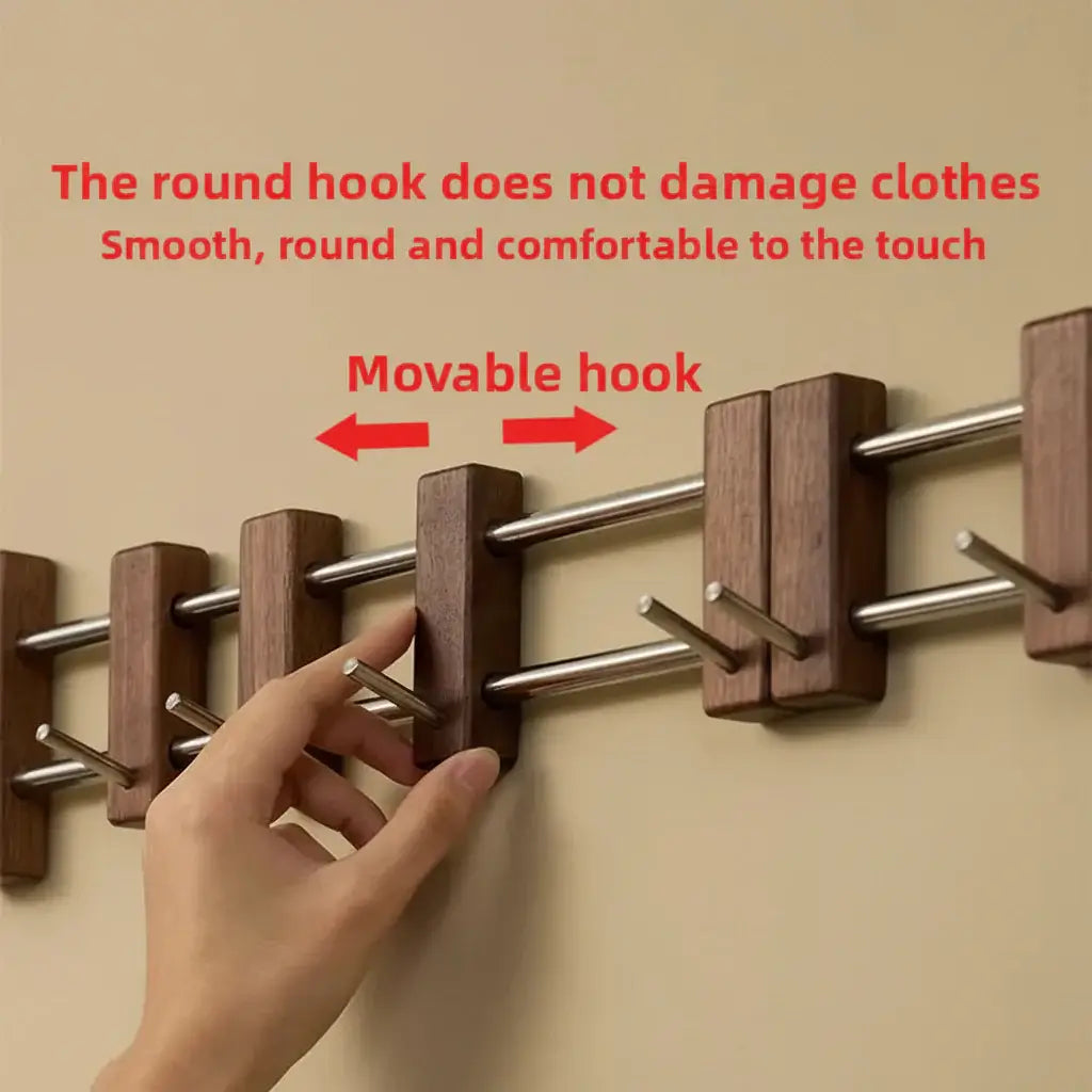 Vintage wooden coat hooks Sliding Wall Hooks Adhesive Coat Organizer