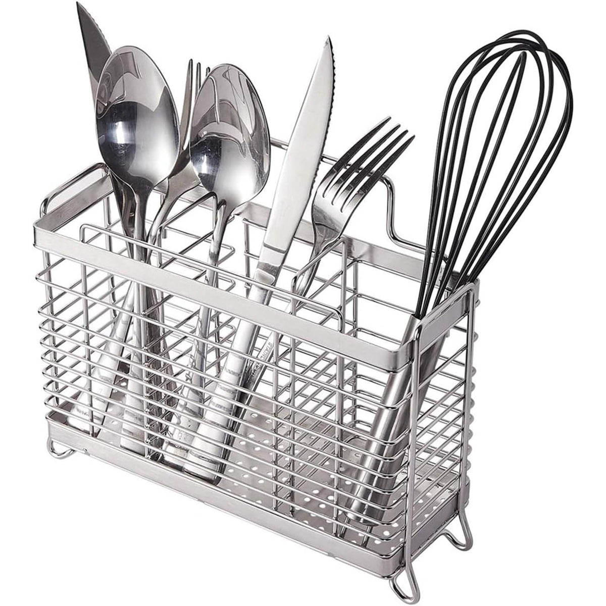 KESOL Utensil Holder Utensil Drying Rack Basket Holder with 3 Divided Compartments Rust resistant