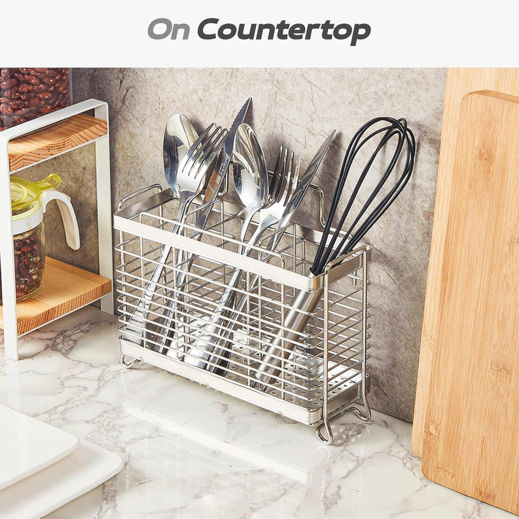 KESOL Utensil Holder Utensil Drying Rack Basket Holder with 3 Divided Compartments Rust resistant