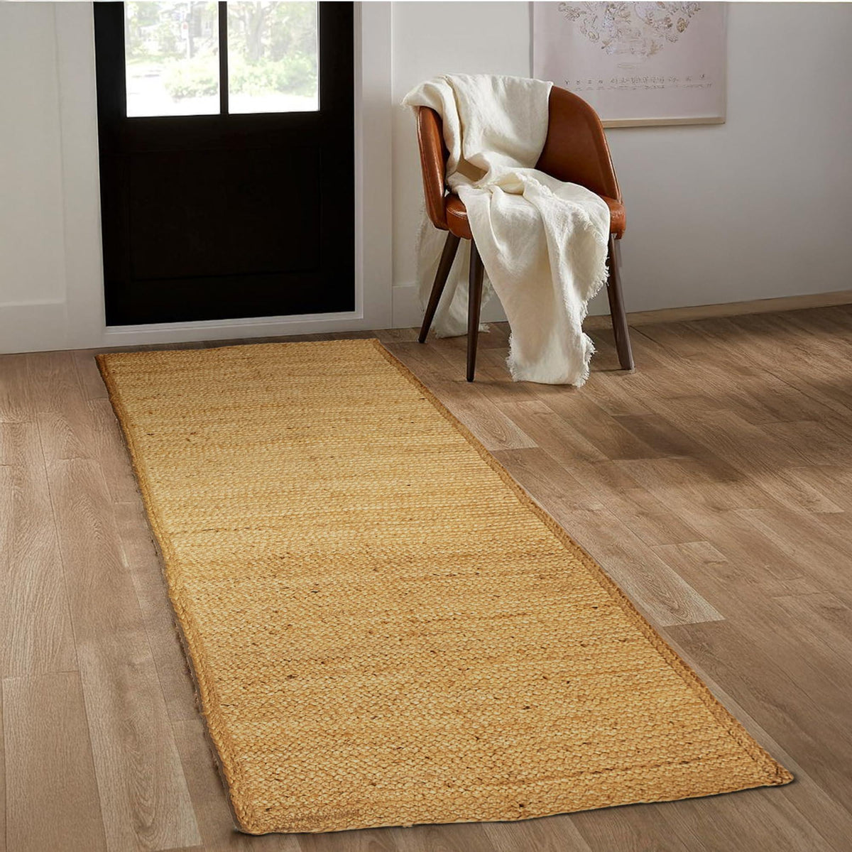 Jute Braided Runner Rug 2x5 ft Natural Handwoven Farmhouse Décor Ideal for Kitchens Bedrooms Hallways Entryways Indoor Spaces