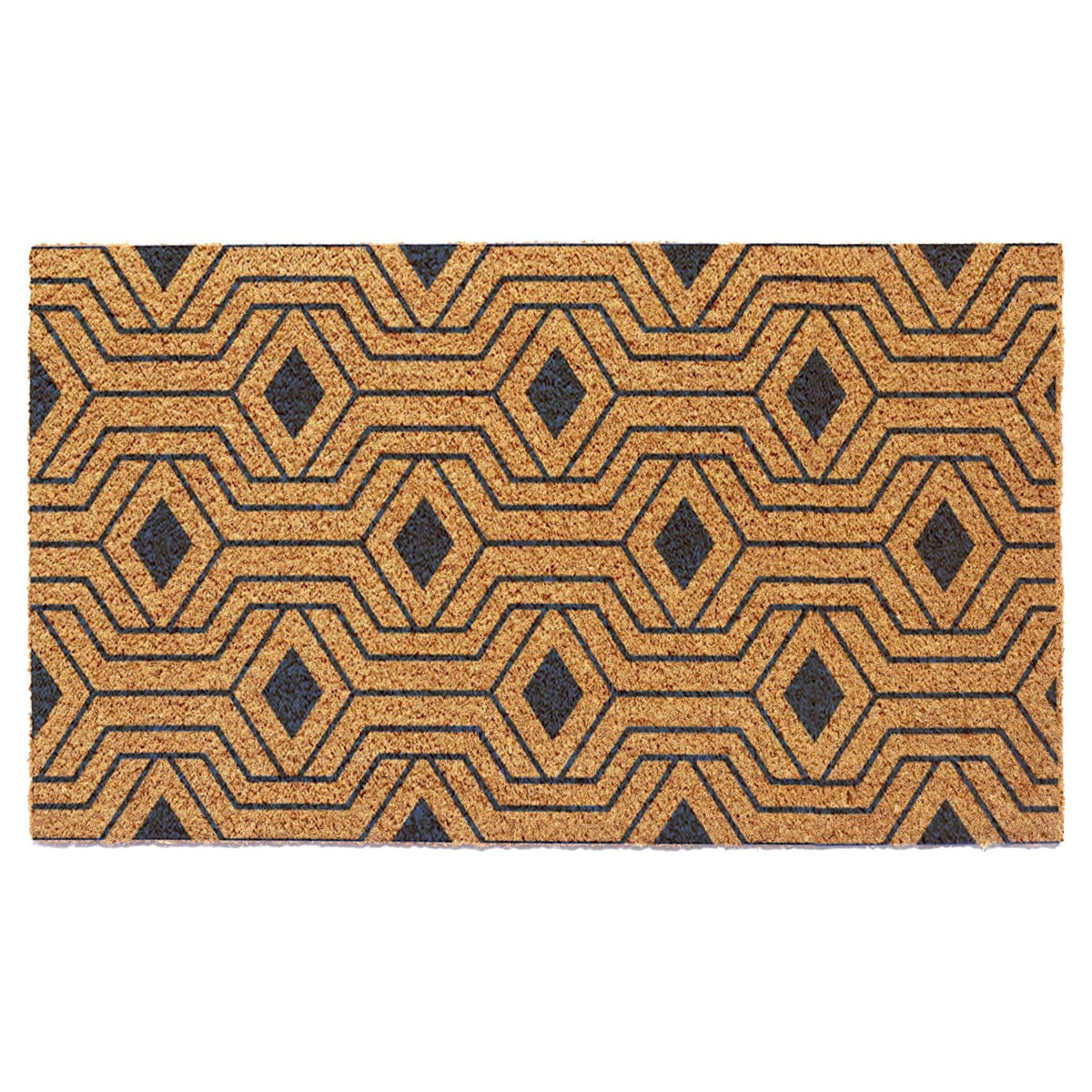 Welcome Doormats Natural Coco Coir Mats with Non Slip PVC Backing Indoor Outdoor Mats for Home & Office Floor Rugs for Door Decor with Geometric Hexagon Pattern Orion Blue 30 x17