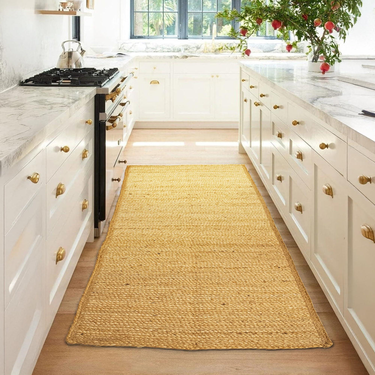 Jute Braided Runner Rug 2x5 ft Natural Handwoven Farmhouse Décor Ideal for Kitchens Bedrooms Hallways Entryways Indoor Spaces